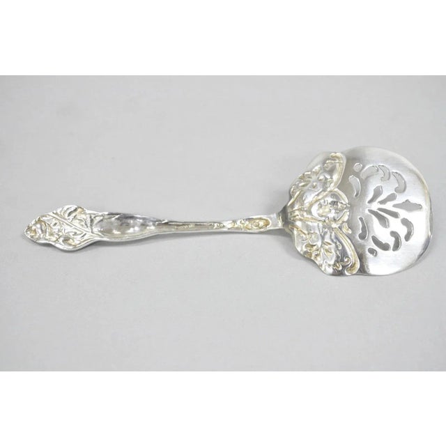 Silver Antique Art Nouveau Sterling Silver Tomato Server With Floral Repousse For Sale - Image 8 of 11