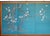 Beautiful 4-Panel Japanese Style painted folding silk screen depicts Blossoming Cherry Tree on cerulean blue background....