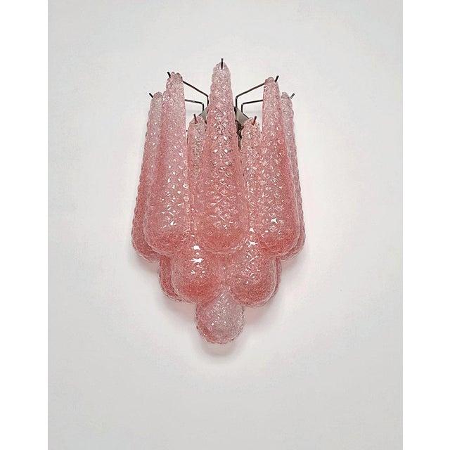 Vintage Pink Glass Petals Drop Wall Sconces, 1990s, Set of 2 For Sale - Image 9 of 16