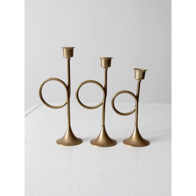 Vintage Candlestick Holders Set/3 For Sale - Image 6 of 9