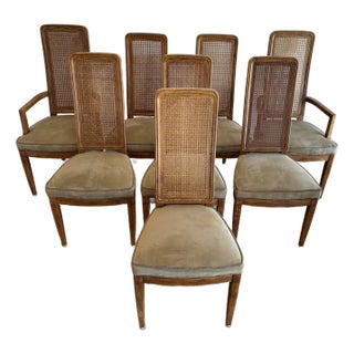 1970s Vintage Henredon Artefacts Dining Room Chairs - Set of 2 Armchairs and 6 Side Chairs For Sale
