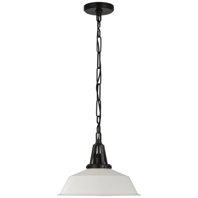 Layton 14" Pendant in Bronze with Matte White Shade Designer: Chapman & Myers Canopy: 5.25" Round Mounting: Chain Shade...