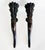 Large Bronze Horn Torch Candle Sconces with Flared Feather Tops Offered for sale is a large pair of elegant, stylized...