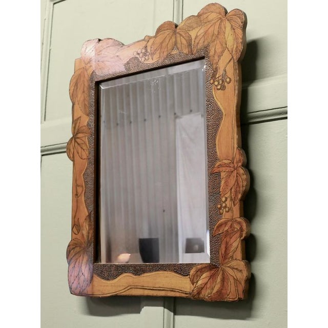 Arts and Crafts Poker Work Wall Mirror, 1880s For Sale - Image 4 of 7