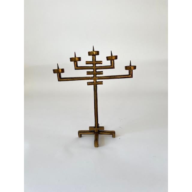 1960's Brass Brutalist Candelabra For Sale - Image 10 of 11