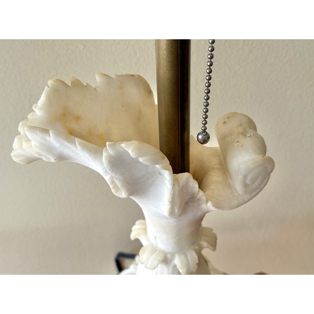 Antique Neoclassical Carved Alabaster Lamp, Rewired For Sale - Image 9 of 12