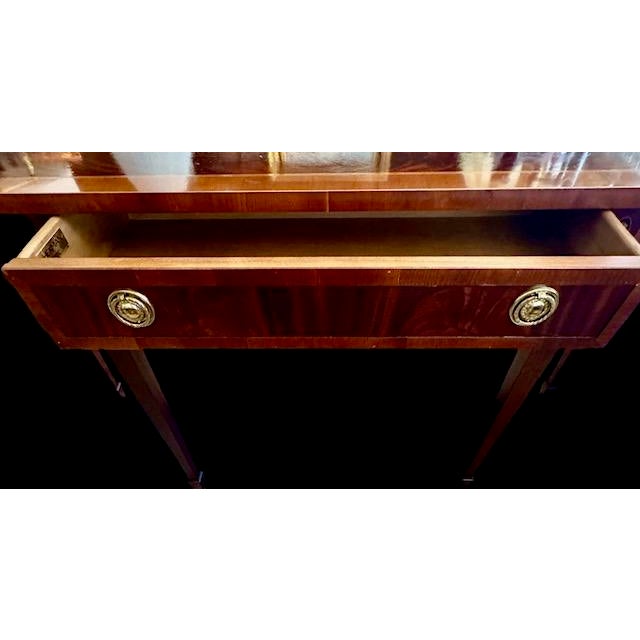 Wood Late 20th Century Hekman Furniture Federal Hepplewhite-Style Demilune Console Table For Sale - Image 7 of 12