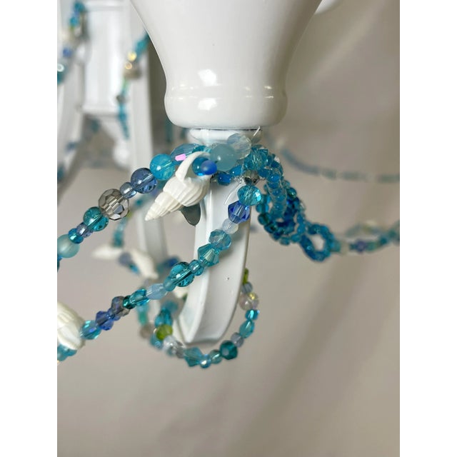 Coastal Seaglass and Seashell 5-Light Chandelier For Sale - Image 11 of 12