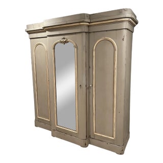 Mid 19th Century Triple Door Painted Armoire For Sale
