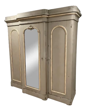 Mid 19th Century Triple Door Painted Armoire