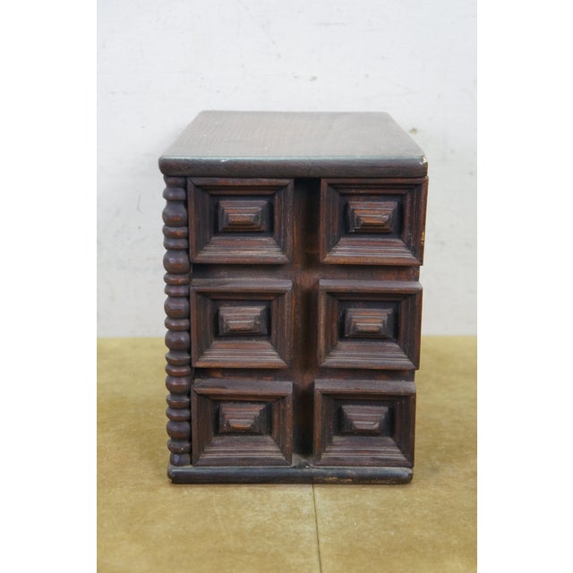 Wood Vintage Oak Geometric Brutalist Jewelry Trinket Keepsake Chest Box 12" For Sale - Image 7 of 17