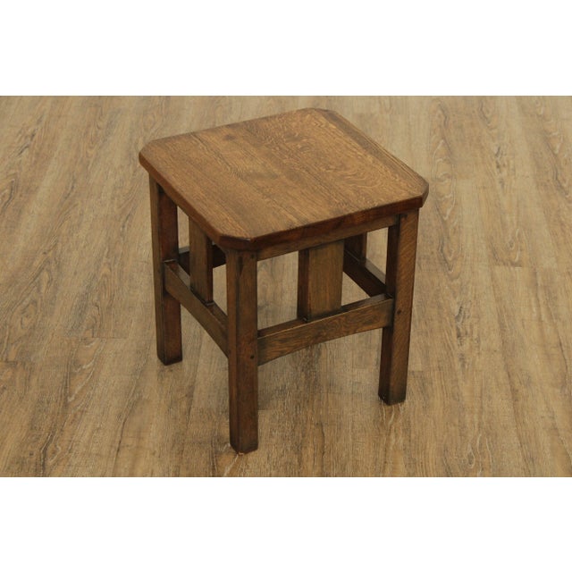 Mission Late 20th Century Mission Style Oak Taboret Side Tables - A Pair For Sale - Image 3 of 13