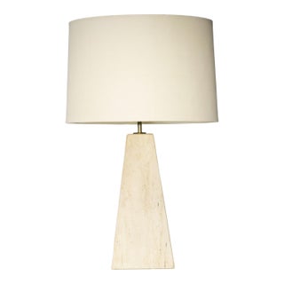 1960s Travertine Base Pyramid Shape Table Lamp - a Pair For Sale