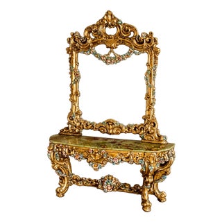 Mid-20th Century Italian Rococo Revival Console and Mirror For Sale
