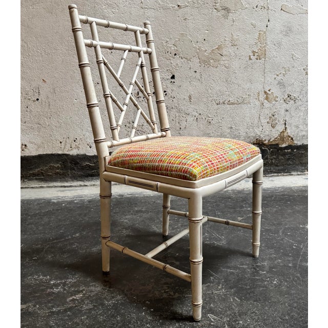 Vintage Chinoiserie Style Faux Bamboo Accent, Desk or Vanity Chair C. 1970s For Sale - Image 9 of 9
