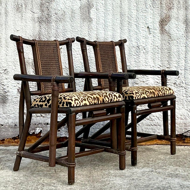 Coastal Vintage Boho Rattan and Cane Chairs After Ficks Reed - a Pair For Sale - Image 3 of 7
