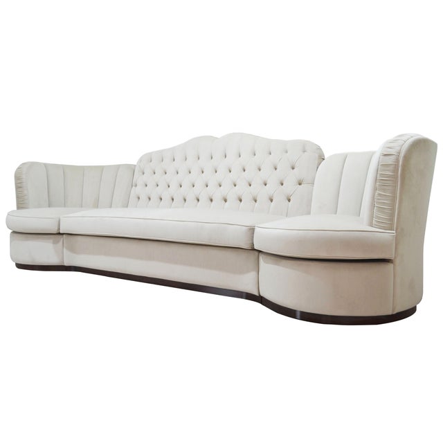 Contemporary Italian Curved Modular Sofa in Beige Velvet from Kabinet For Sale - Image 3 of 4