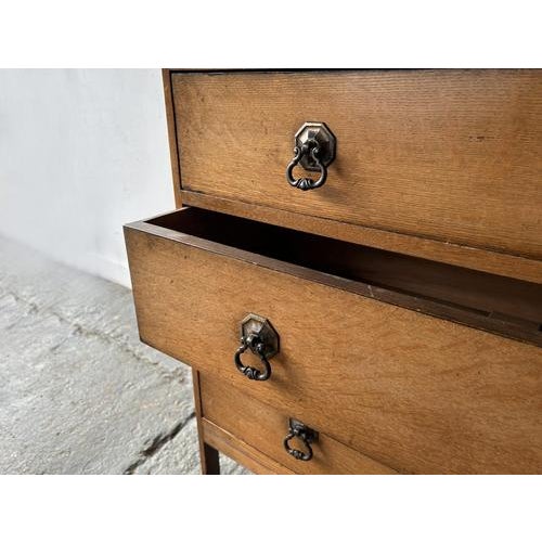 Small Vintage Georgian Oak Chest of Drawers, 1940s For Sale - Image 3 of 8