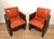 1970s Mid-Century Modern Armchairs in Orangeish and Brown Leather - a Pair For Sale - Image 12 of 12