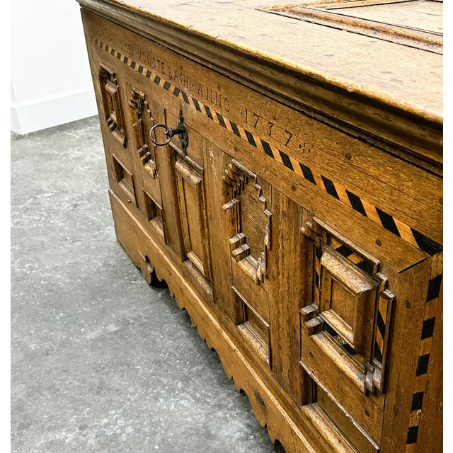 Antique German Baroque Travel Trunk, 1737 For Sale - Image 10 of 16