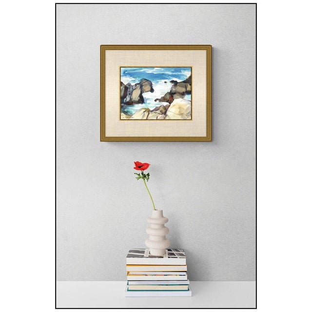 The artwork here, "Pebble Beach", is a wonderful depiction of the iconic rocky shore along the Pacific Ocean, that is...