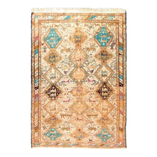 Handmade Vintage Soumak Silk Rug 6'3'' X 9'2'' For Sale