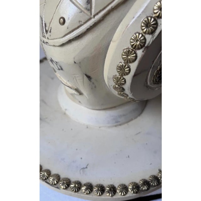 Hand Carved Swan Shape Table Wood With Brass Accent Table 20.5” For Sale - Image 12 of 12