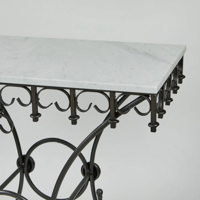 Vintage French Pastry Table W/Iron Base + New Marble Top For Sale - Image 9 of 11