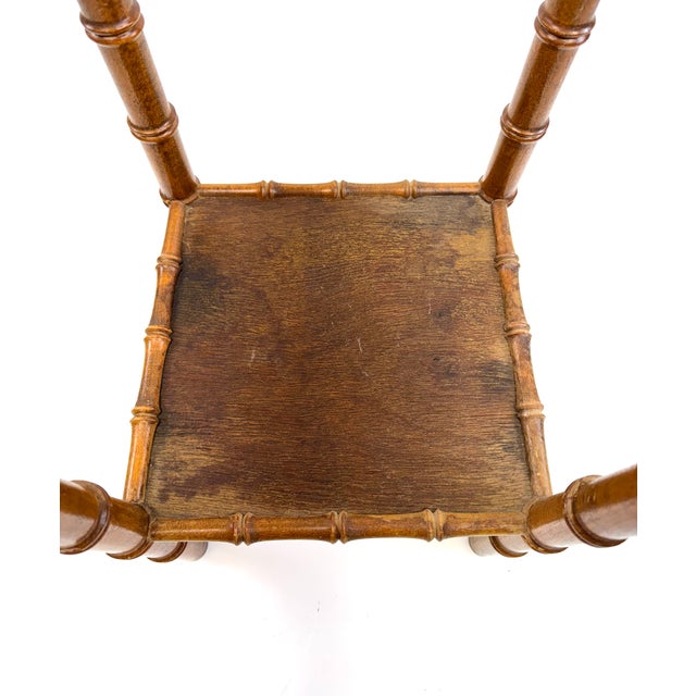 Brown Early 20th Century Faux Bamboo Turned Wood Plant Stand / Pedestal With Gallery Top For Sale - Image 8 of 9