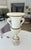 Single Italian Tall Alabaster and Brass Urn Handles Table Lamp For Sale - Image 9 of 18