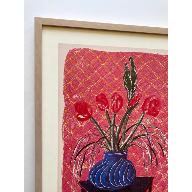David Hockney David Hockney Vintage 1985 Pop Art Lithograph Print Framed Exhibition Poster " Amaryllis in Vase " 1984 For Sale - Image 4 of 18