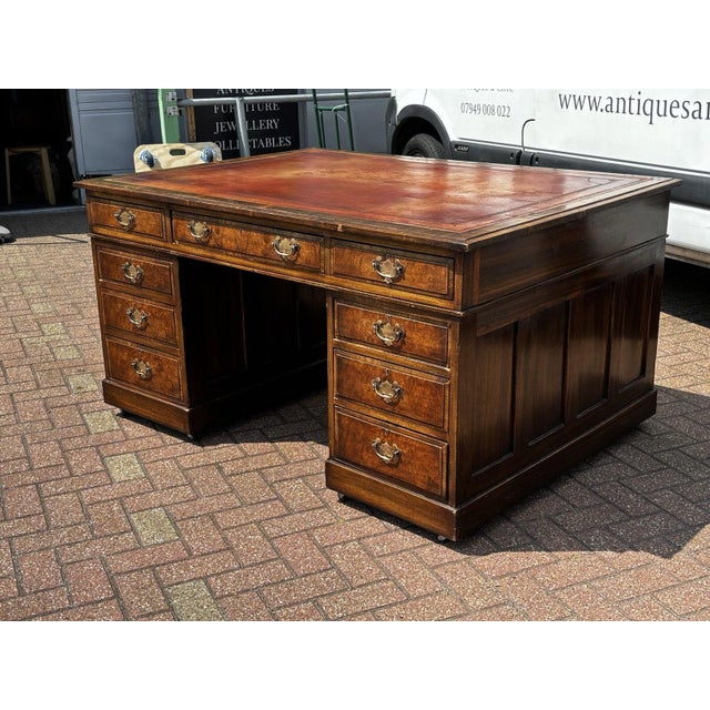 Partners Pedestal Desk in Walnut For Sale - Image 6 of 18