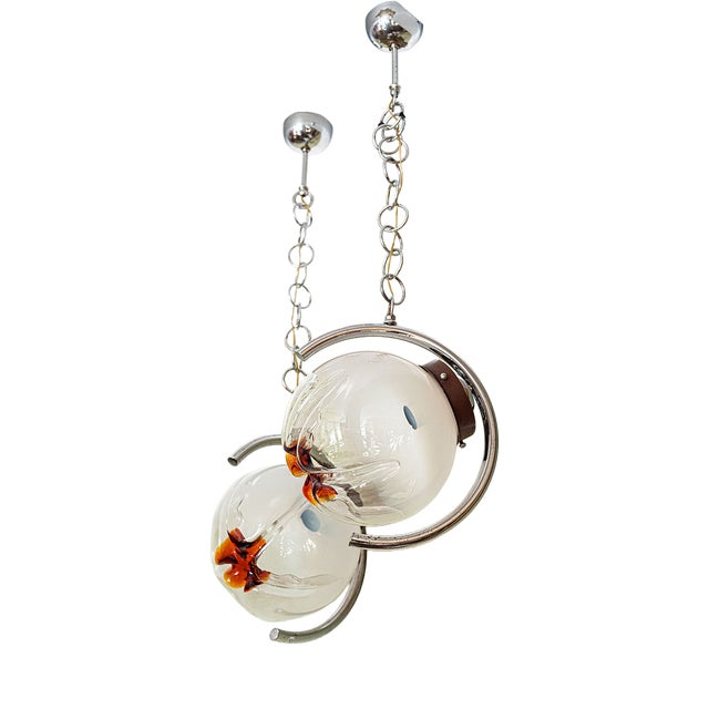 Murano Mazzega Pendant Lamps from Made Murano Glass, 1970s, Set of 2 For Sale