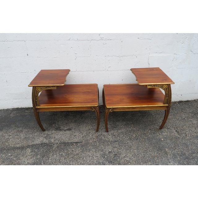 This gorgeous Pair of Side Lamp Tables is made of wood, solid wood, and solid walnut. They are a classic French Hollywood...