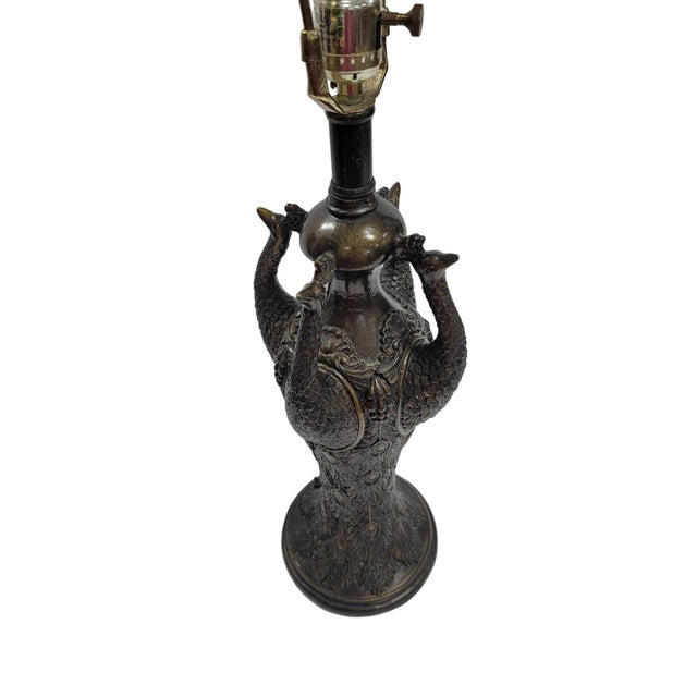 Pair of Peacock Motif Table Lamps For Sale In West Palm - Image 6 of 17