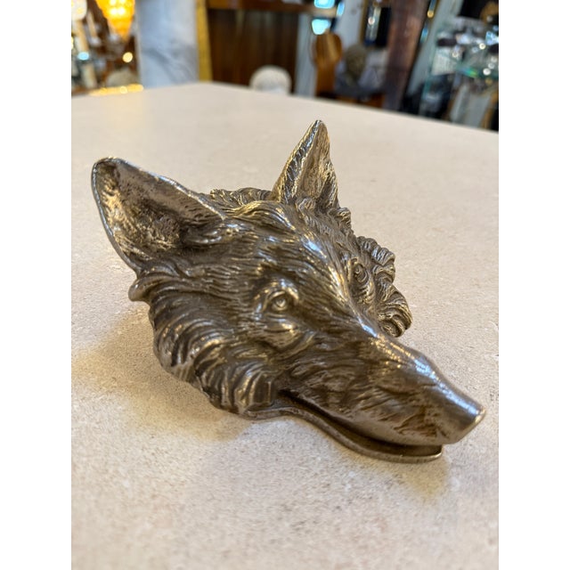 Modern Vintage Silver-Tone Fox Head Paper Clip, Desk Accessory For Sale - Image 3 of 6