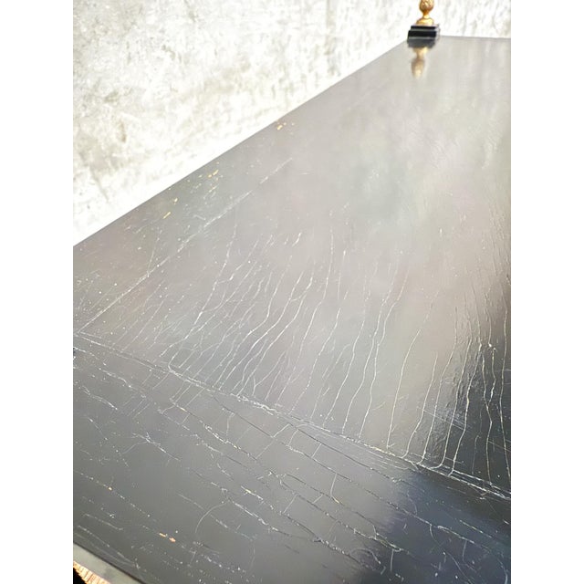 1940s Regency Ebonized & Bronze-Mounted Drinks Cart — In the Manner of Maison Jansen, Paris For Sale - Image 11 of 16