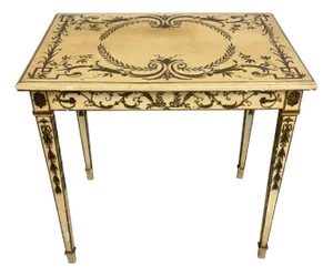 Mid 20th Century French Painted Decorated End table with Neoclassical Designs