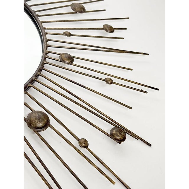 Vintage Round Mirror with Iron Rod, France, 1980s For Sale - Image 11 of 16