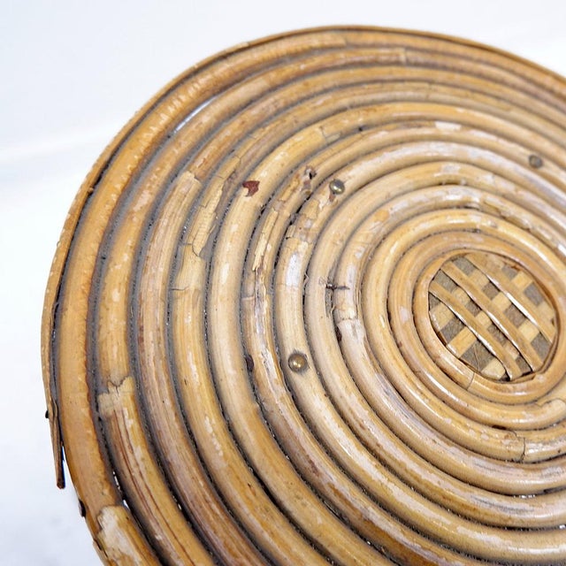 Bohemian Rattan and Bamboo Plant Stand, 1960s For Sale - Image 4 of 11