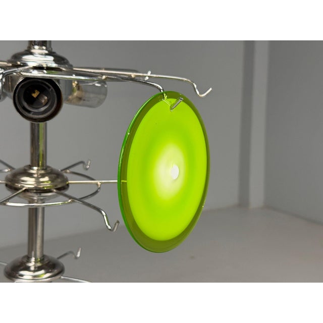 Glass Mid-Century Modern, Green Murano Glass, Chrome, Pendant Light, 1960s For Sale - Image 7 of 8