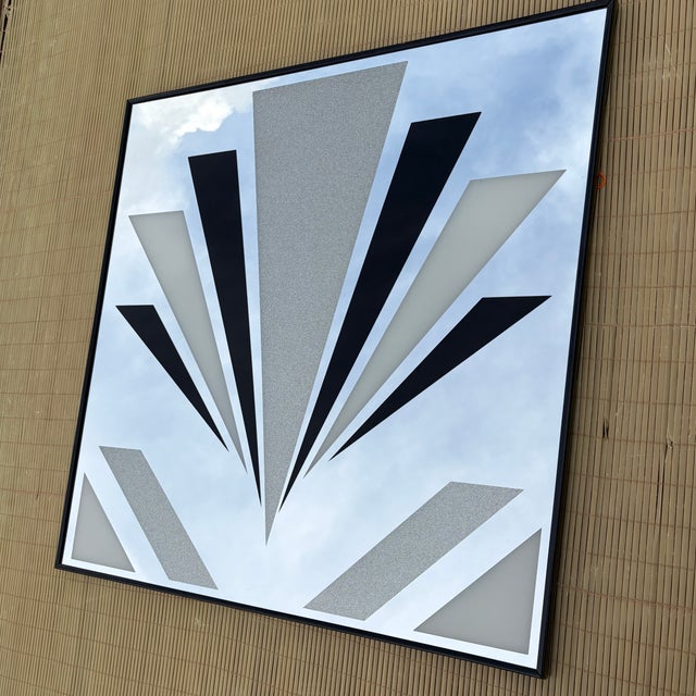 1990s Art Deco Revival Geometric Desing Framed Wall Mirror. For Sale - Image 12 of 15