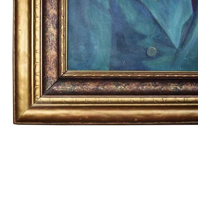 Mid-Century Modern Large Mad Men Style Framed Portrait Painting of a Man on Canvas - Signed - 1960s For Sale - Image 3 of 11