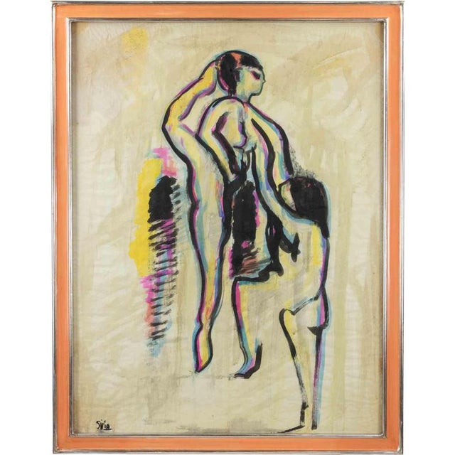 Sirio Pellegrini, Warm-Up, 1960s, Watercolor For Sale