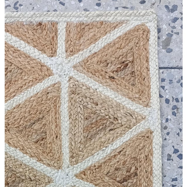 Handwoven Natural Jute Geometric Entryway Doormat For Sale - Image 6 of 9