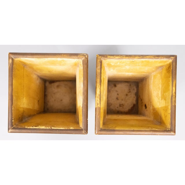 Antique French Yellow Tole Jardinieres Cachepots Urns - a Pair For Sale - Image 4 of 9