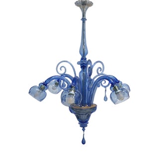 Blue Chandelier attributed to Venini, 1930 For Sale