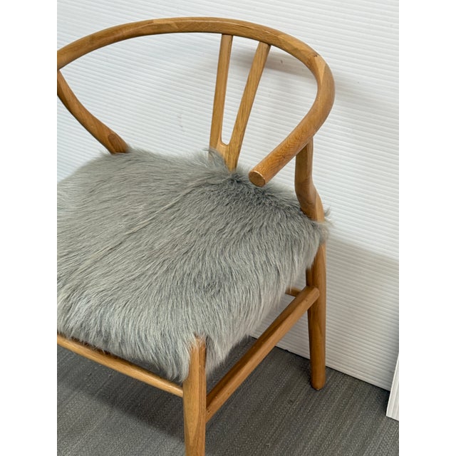 Gray H D Buttercup Kairo Goat Hide Wishbone Chair For Sale - Image 8 of 12
