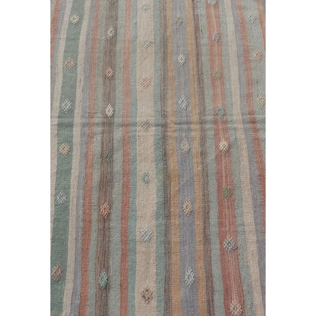 Measures: 3'1 x 4'8 Colorful Vintage Turkish Flat-Weave Kilim Rug with Geometric Striped Design. Keivan Woven Arts / rug...