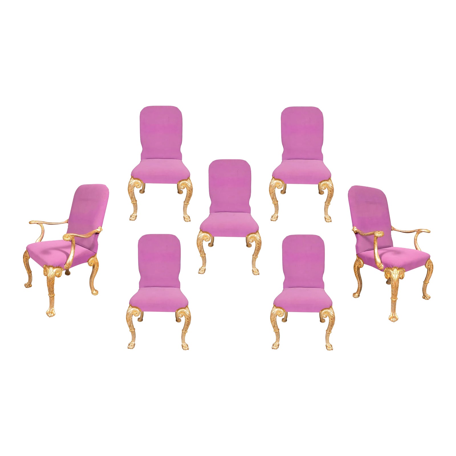 George I Style Giltwood Dining Chairs - Set of 7 | Chairish